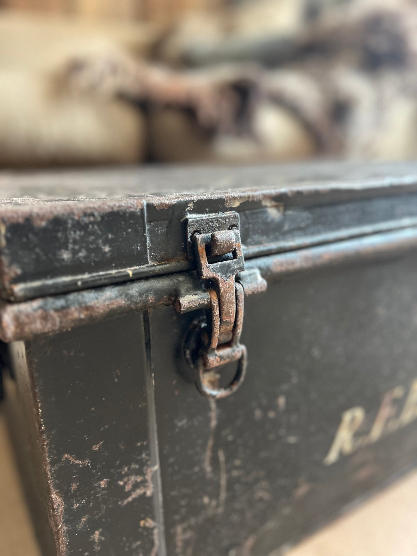 Vintage Metal Bank Deed Storage Trunk