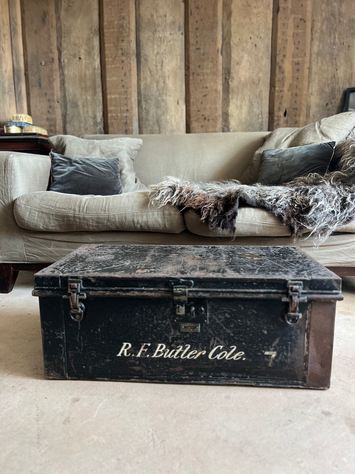 Vintage Metal Bank Deed Storage Trunk