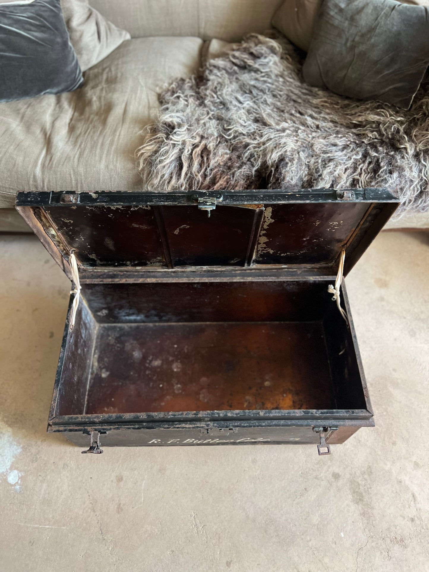 Vintage Metal Bank Deed Storage Trunk