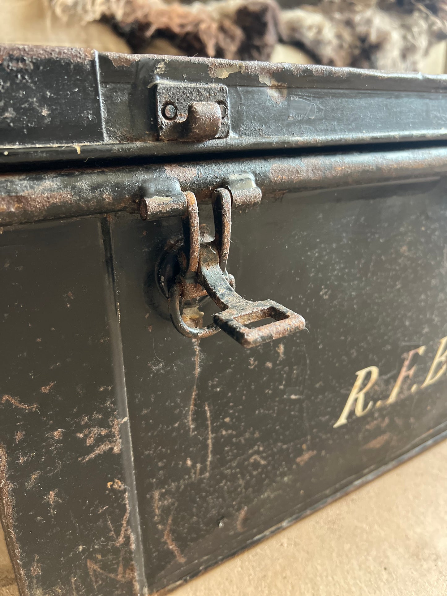 Vintage Metal Bank Deed Storage Trunk
