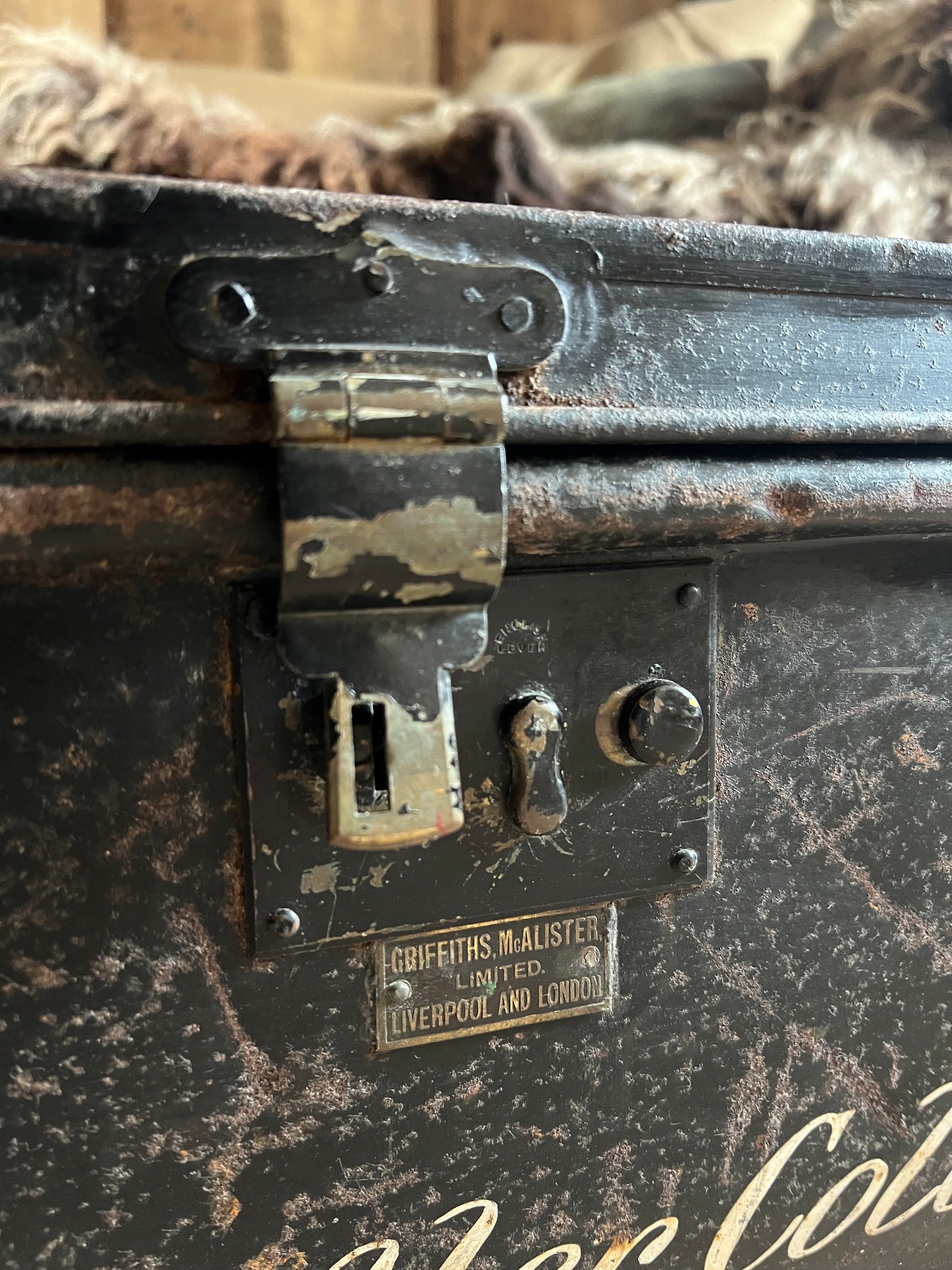 Vintage Metal Bank Deed Storage Trunk