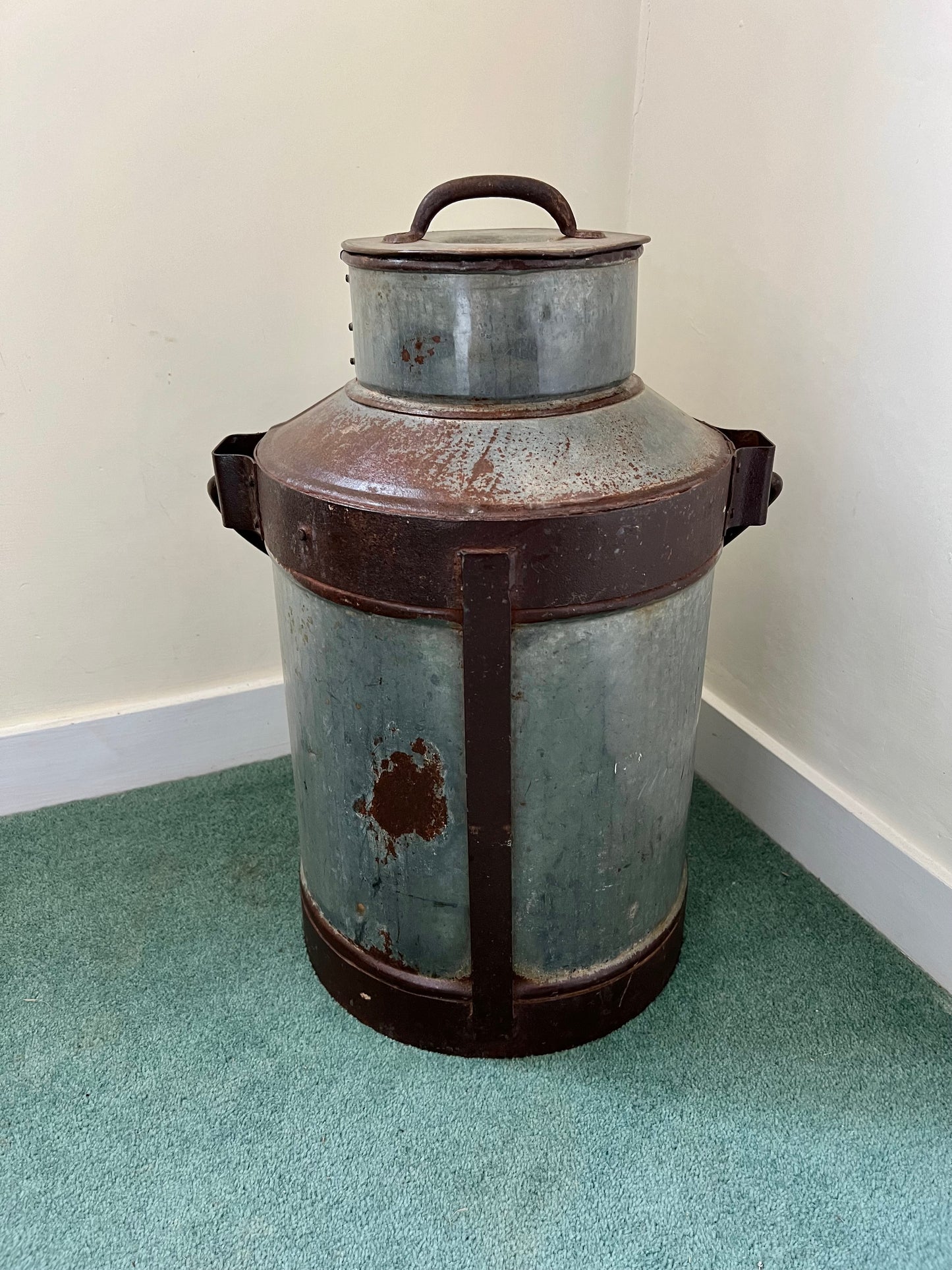 Vintage Galvanised Metal Milk / Water Churn