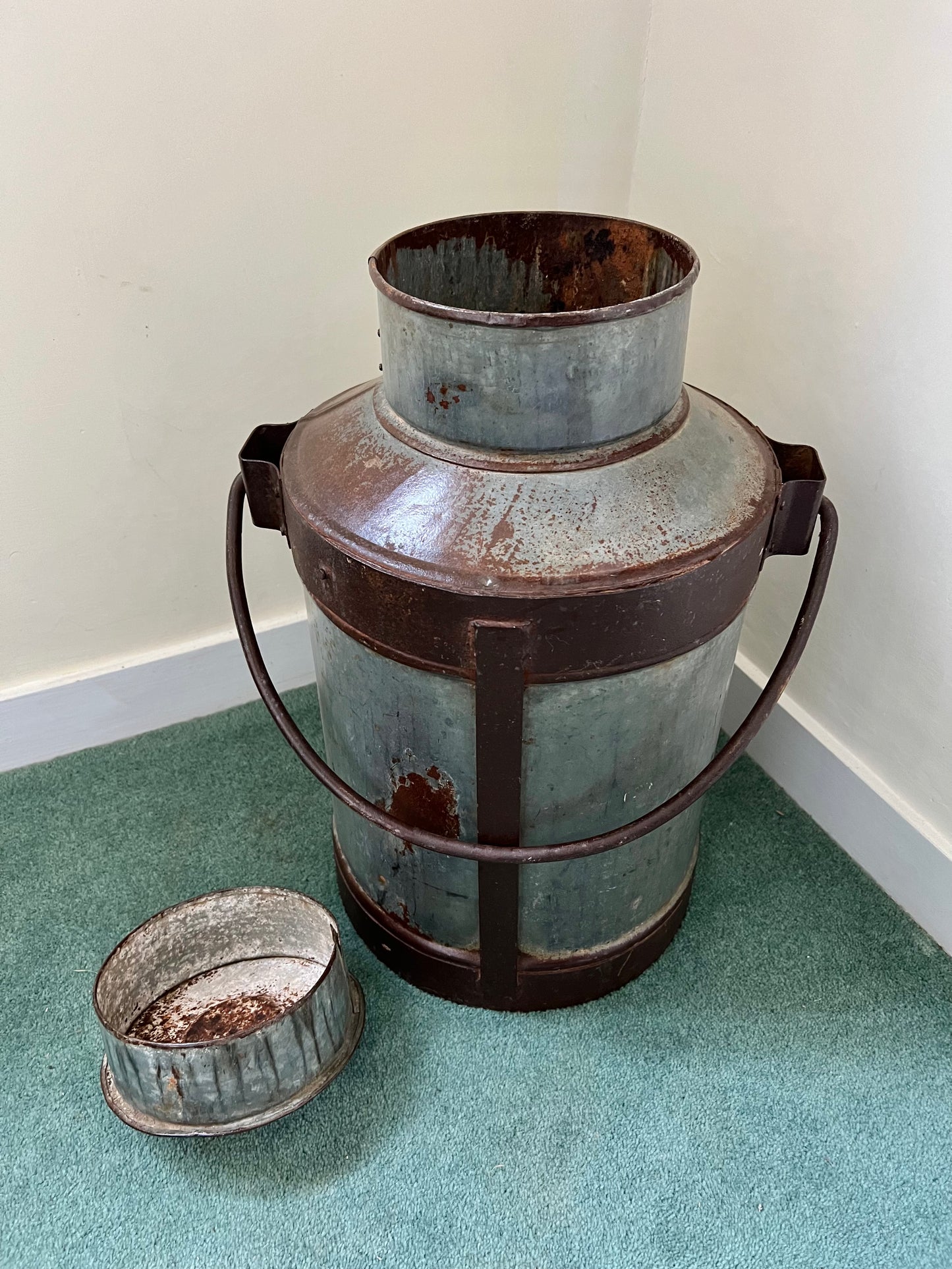 Vintage Galvanised Metal Milk / Water Churn