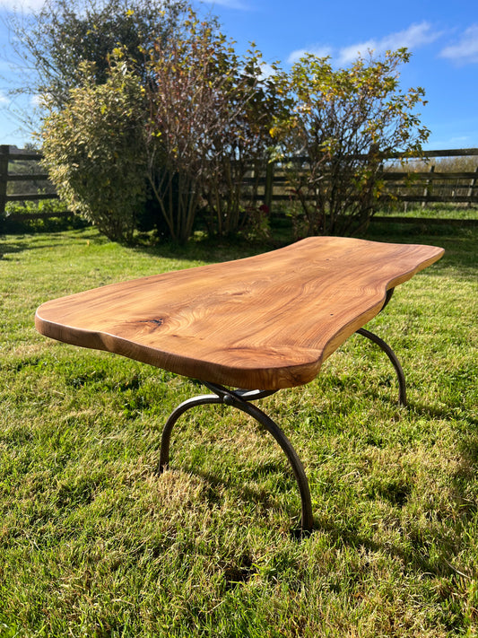 Handmade Elm and Iron Coffee Table