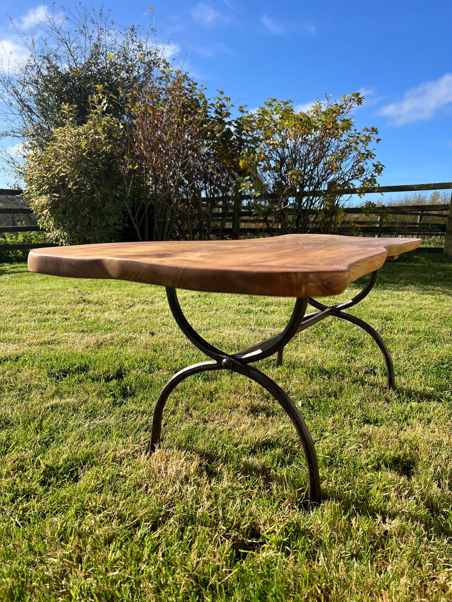 Handmade Elm and Iron Coffee Table