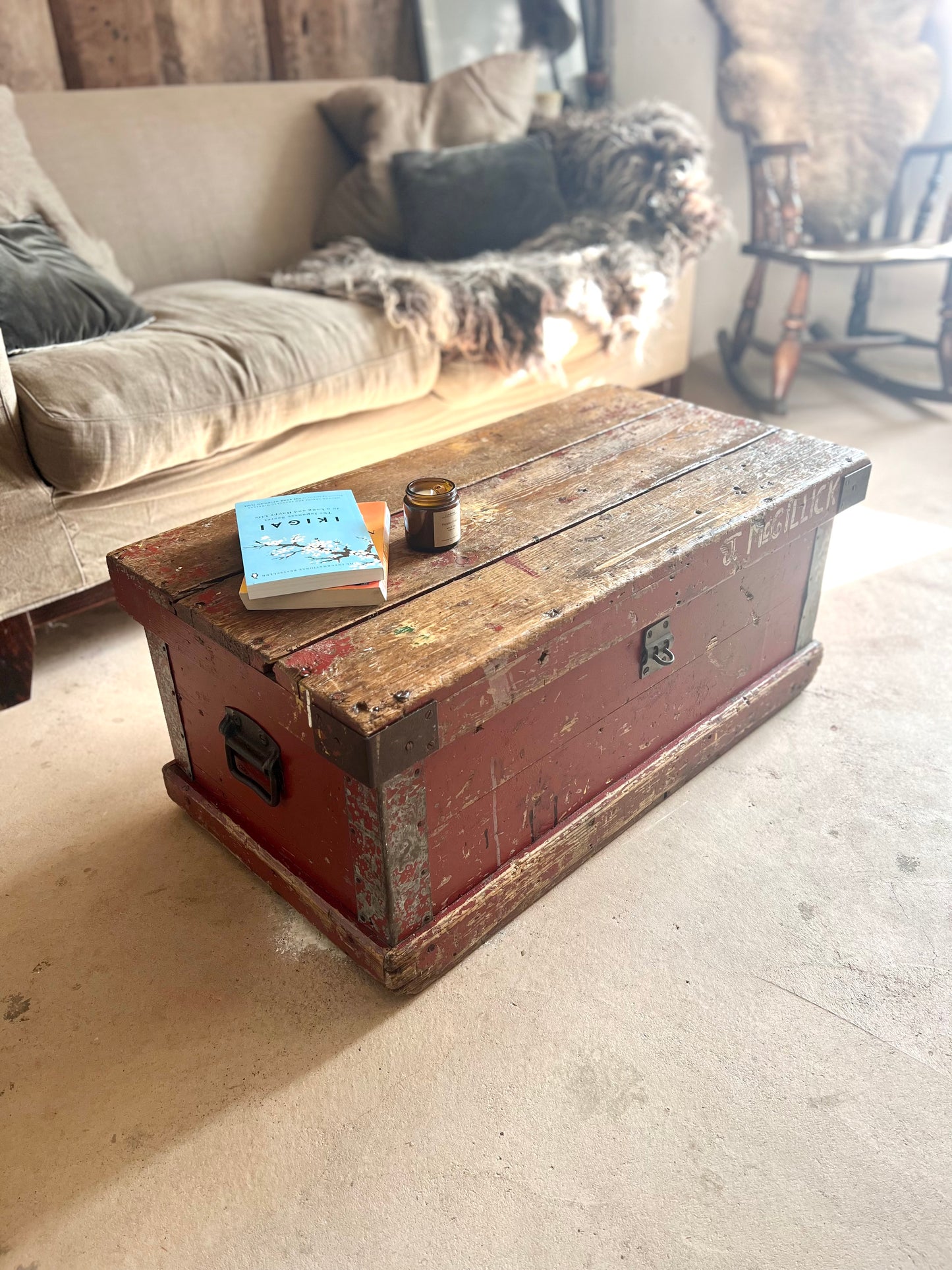 Vintage Wood Chest Coffee Table