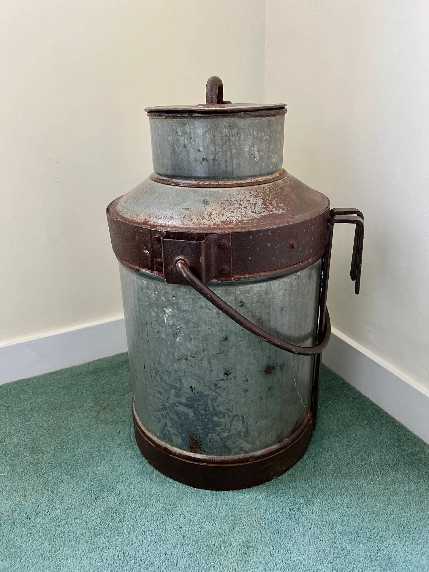 Vintage Galvanised Metal Milk / Water Churn